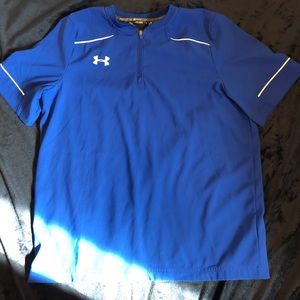 Blue Under Armor Quarter Zip Baseball Coach Tee